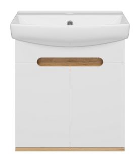 Подвесная тумба под раковину Misty Сканди 50см белый/дуб крафт золотой/антрацит